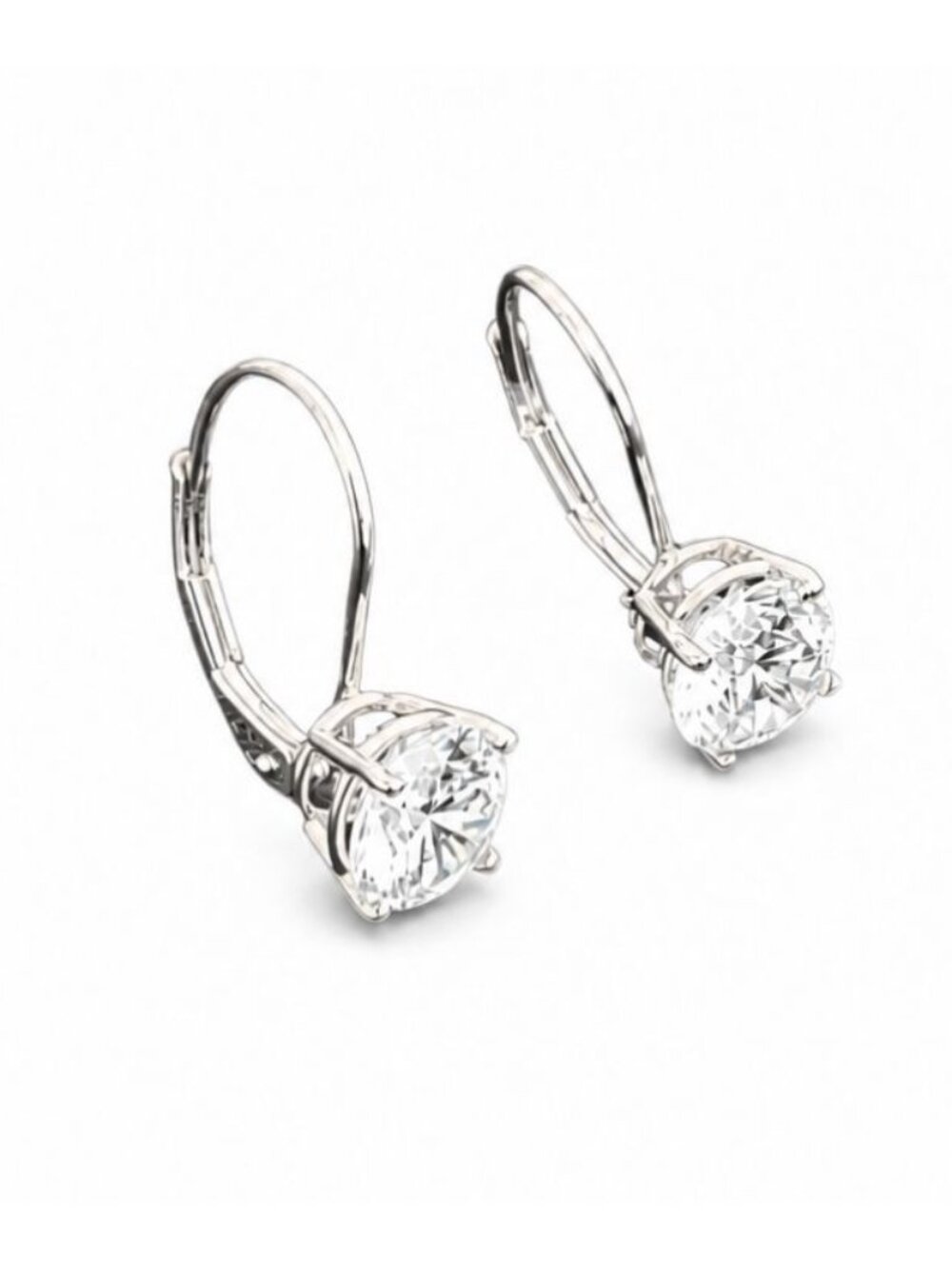 14K White Gold Vintage CZ Solitaire Earrings